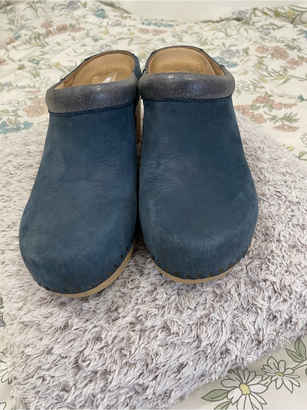 Dansko Blue Leather Clogs